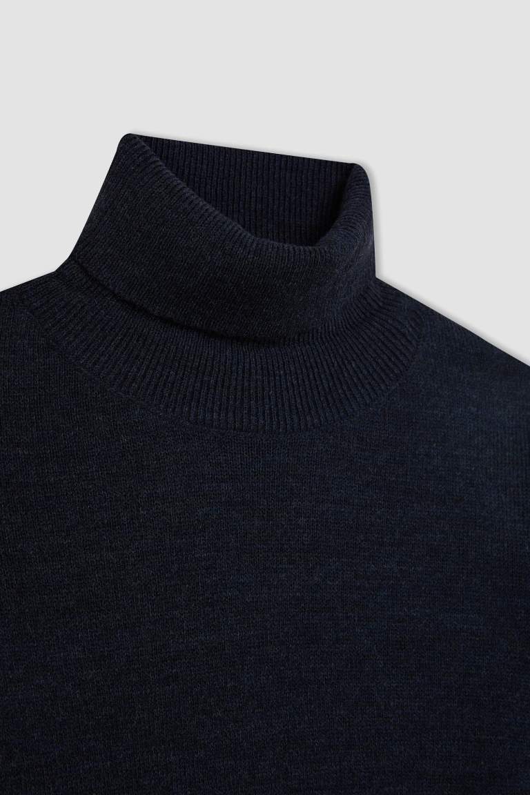 Boy Turtleneck Basic Knitted Pullover