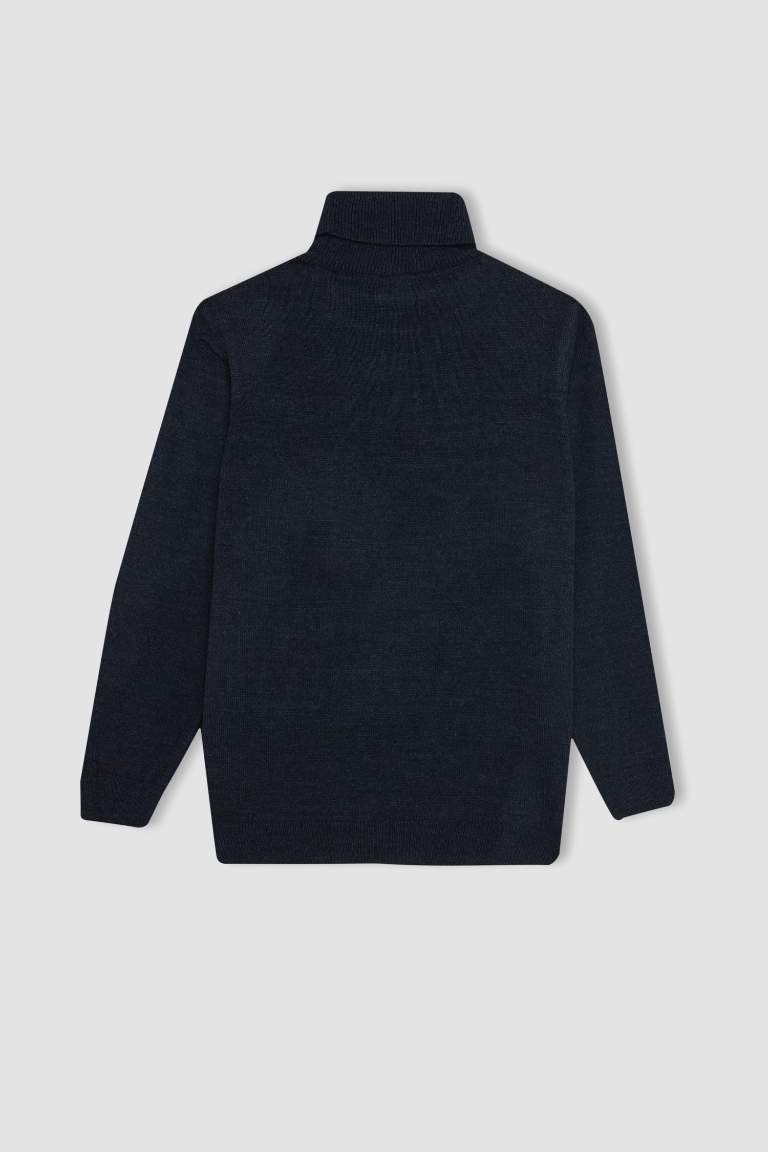 Boy Turtleneck Basic Knitted Pullover