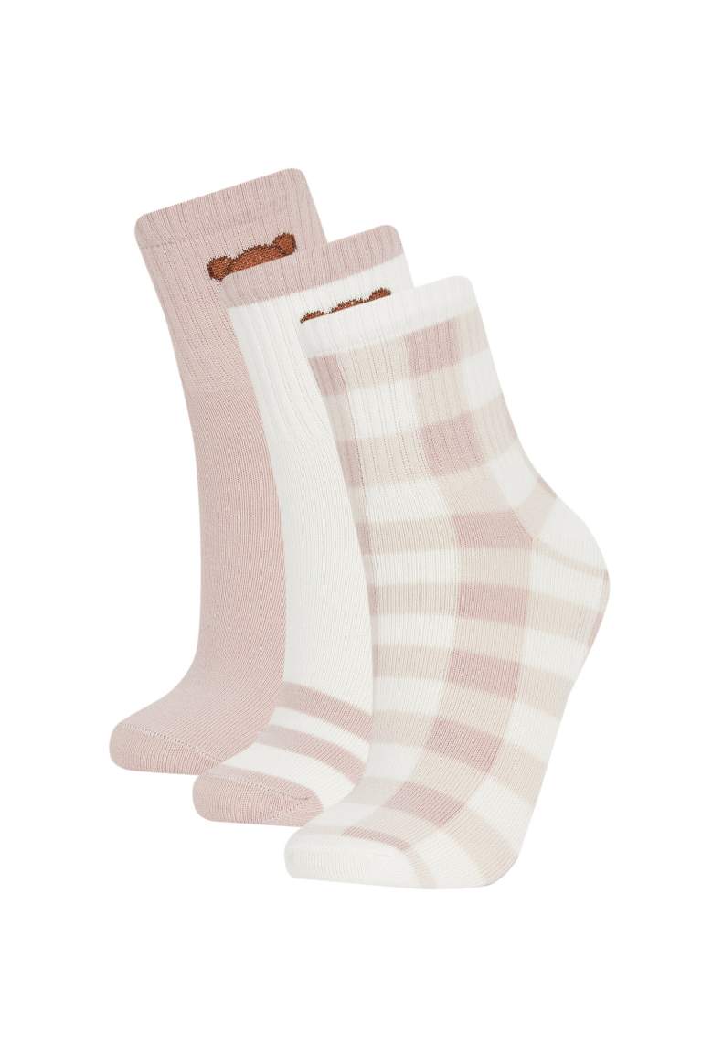 Chaussettes Coton avec Motif d'Ours pour Femme - 3 Paires