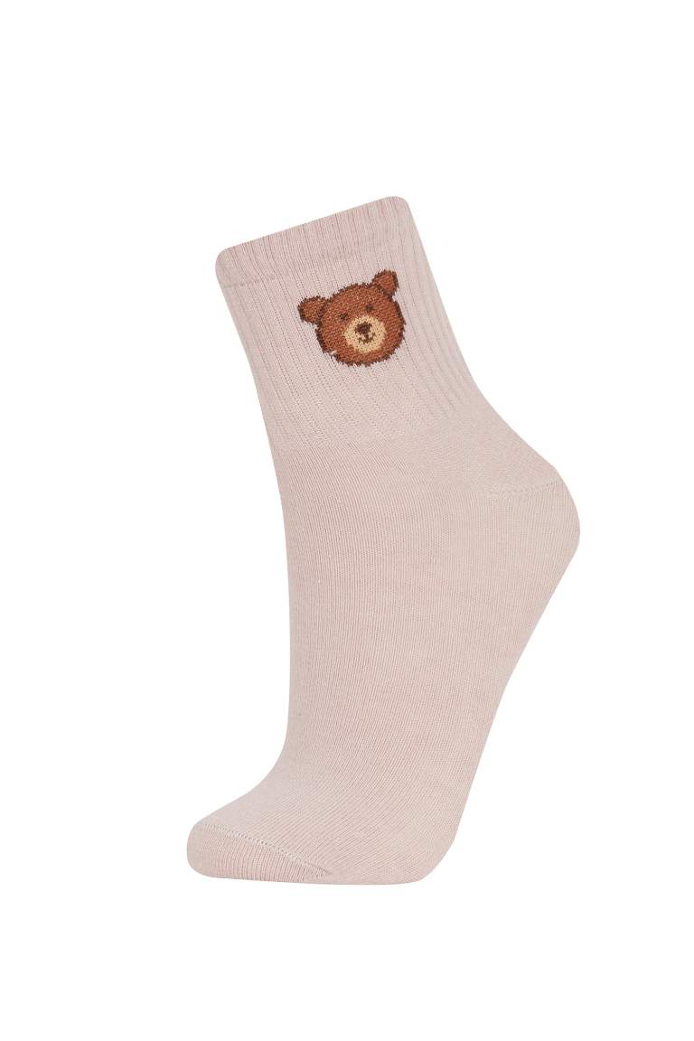 Chaussettes Coton avec Motif d'Ours pour Femme - 3 Paires