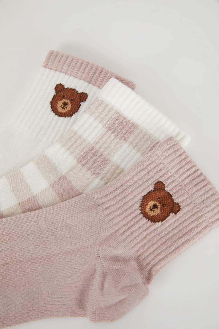 Chaussettes Coton avec Motif d'Ours pour Femme - 3 Paires