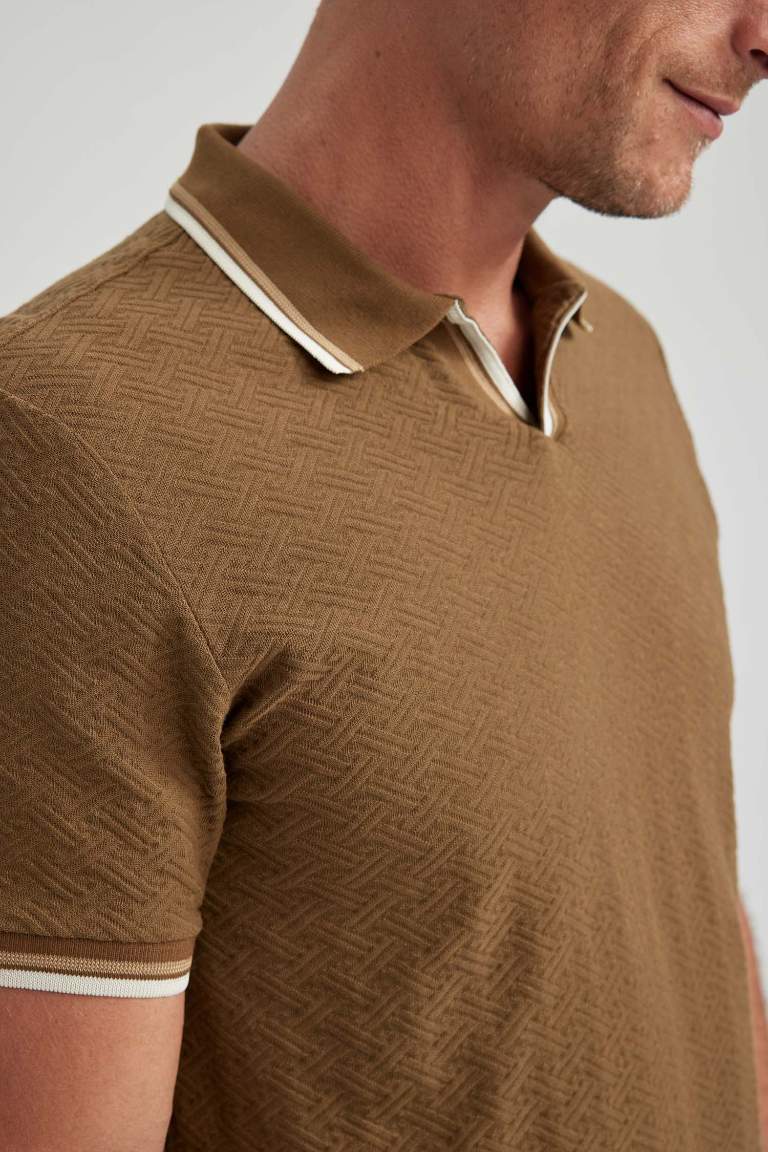 Brown MAN Modern Fit Resort Neck Polo T-Shirt 2846847 | DeFacto