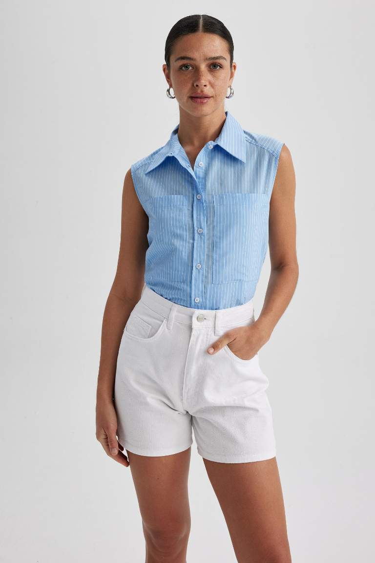 Oversize Fit Shirt Collar modal Sleeveless Shirt