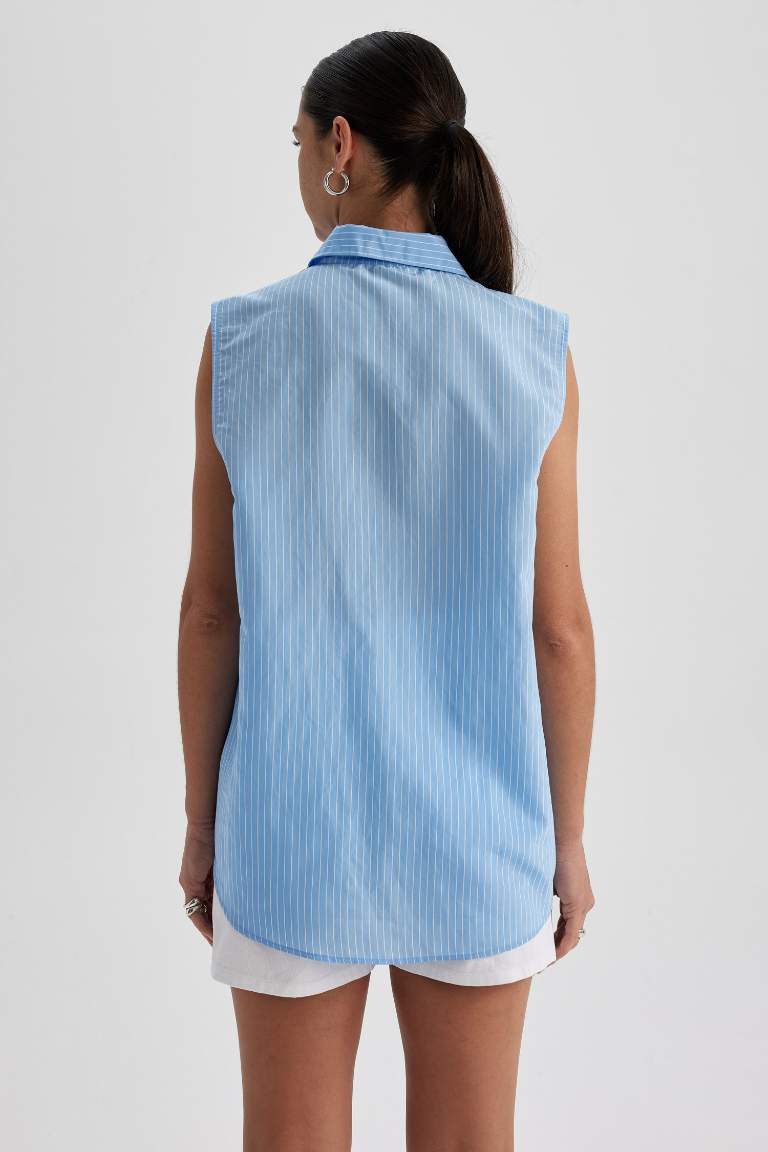 Oversize Fit Shirt Collar modal Sleeveless Shirt