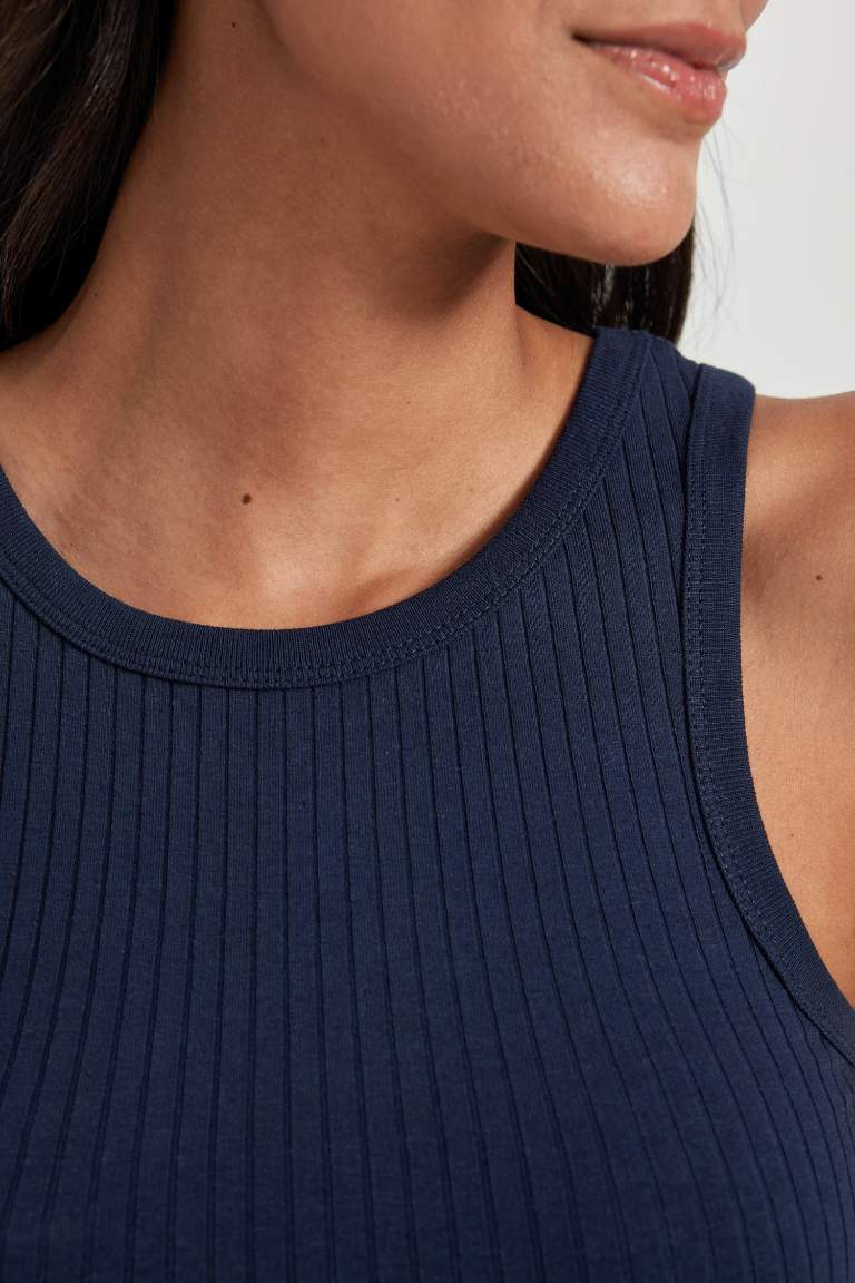 Slim Fit Dar Kesim Halter Yaka Fitilli Kaşkorse Atlet