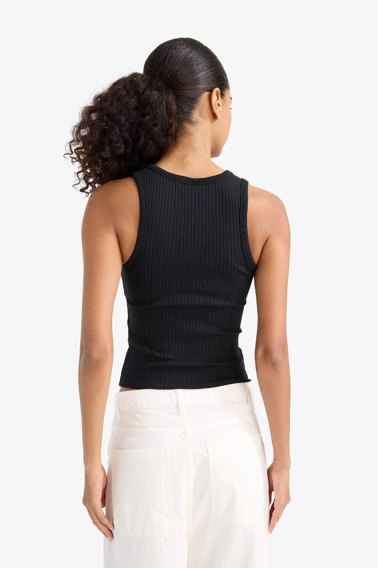 Slim Fit Dar Kesim Halter Yaka Fitilli Kaşkorse Atlet