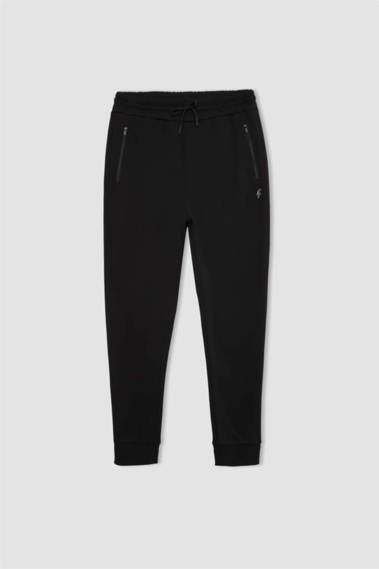 DeFactoFit İnce Jogger Eşofman Altı Slim Fit Dar Kesim Dar Paça Fermuarlı Cepli