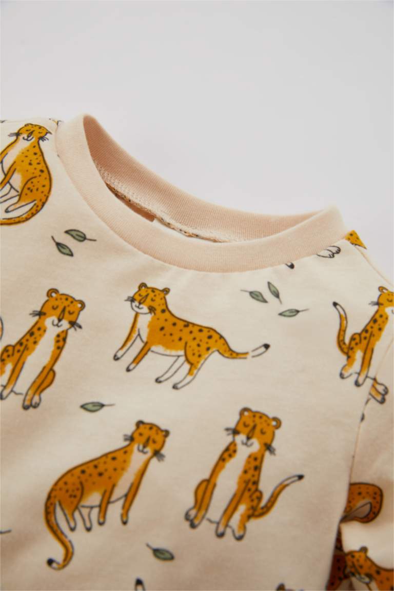 Baby Boy Tiger Pattern Long Sleeve Combed Cotton Pajama Set