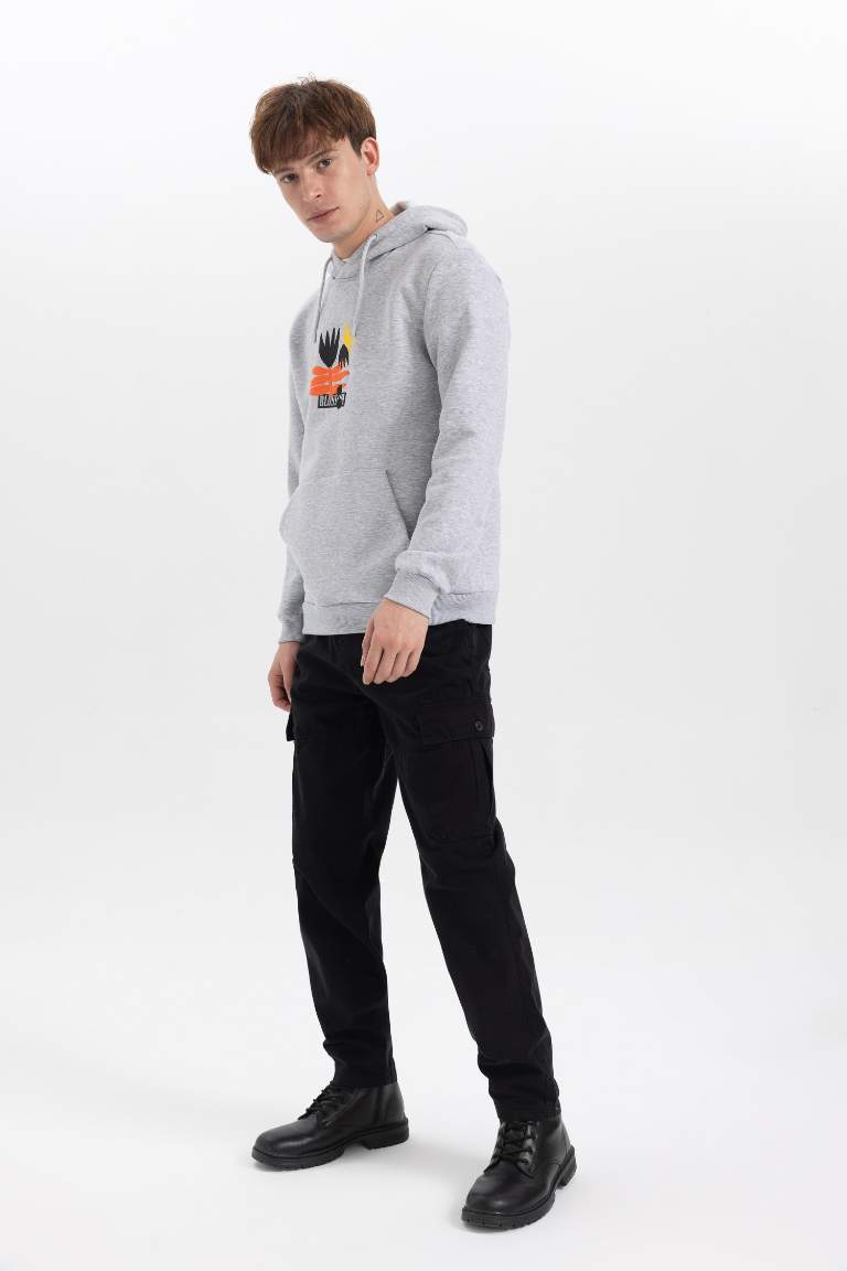 Relax Fit Kargo Cepli Düz Paça Gabardin Pantolon