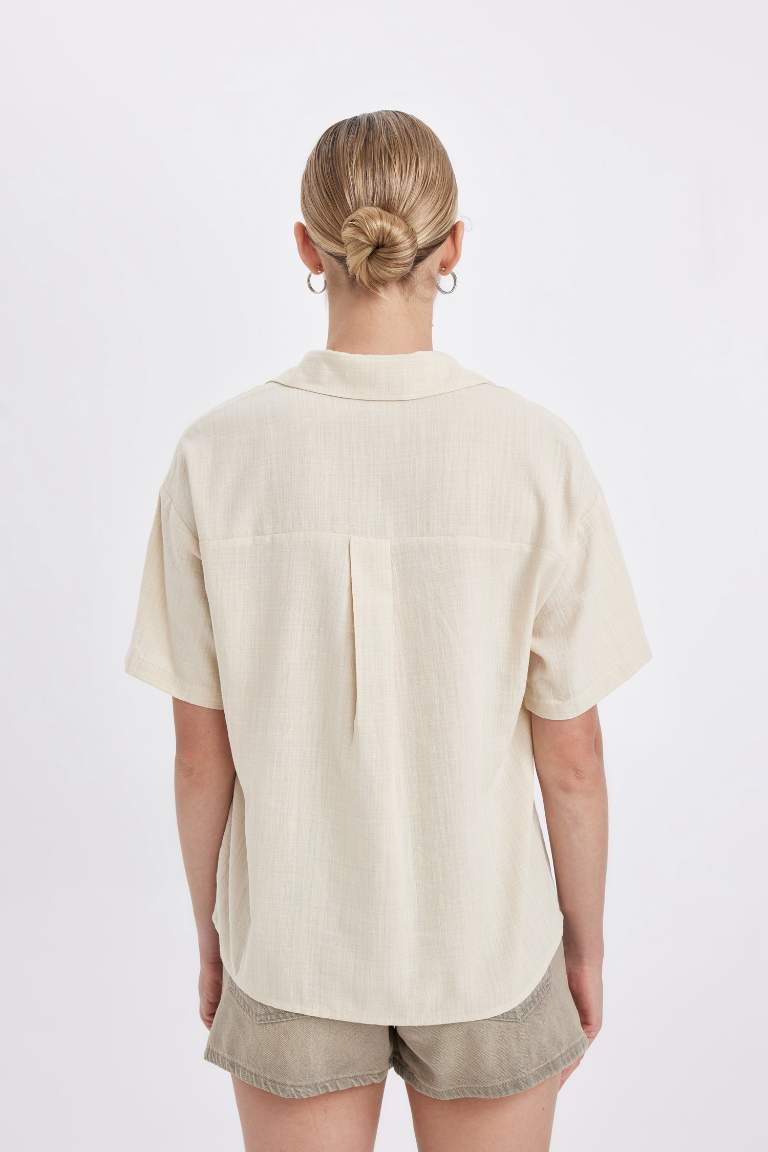 Oversize Fit Linen Look Short Sleeve Shirt