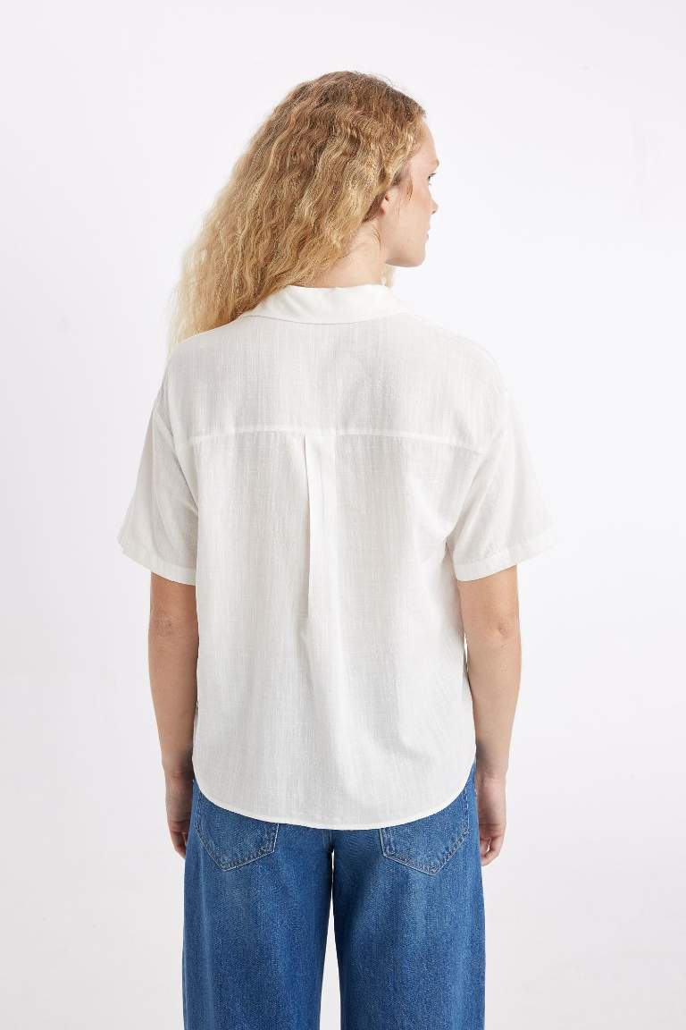 Oversize Fit Linen Look Short Sleeve Shirt