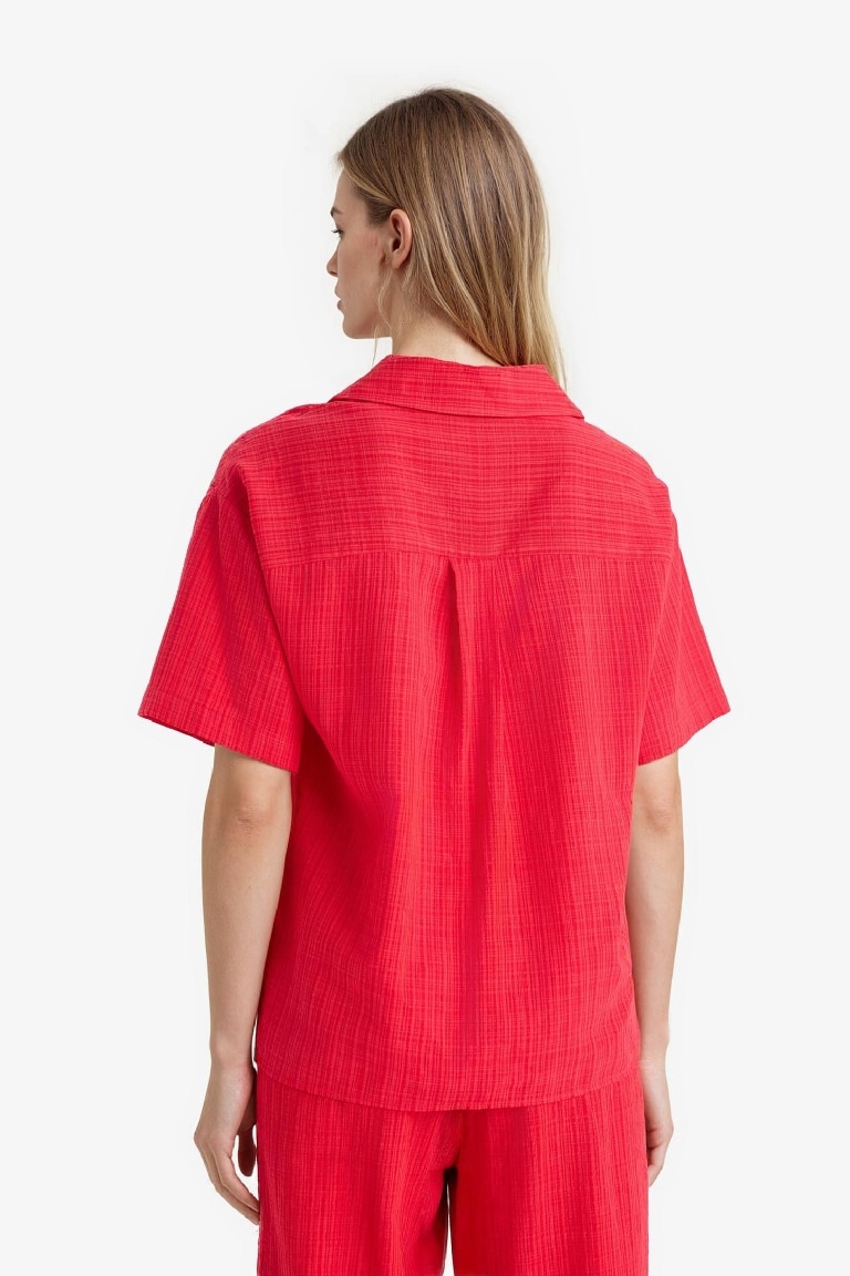 Oversize Fit Shirt Collar Short Sleeve Shirt