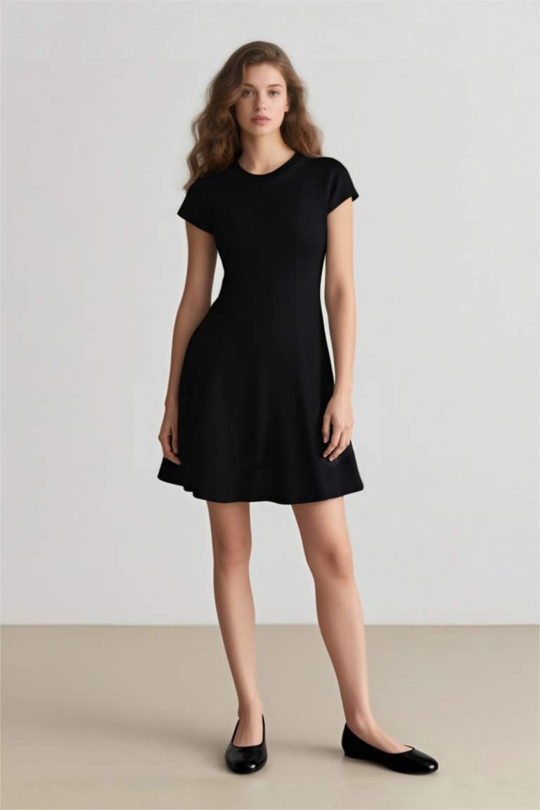 Crew Neck Camisole Raglan Sleeves Mini Dress