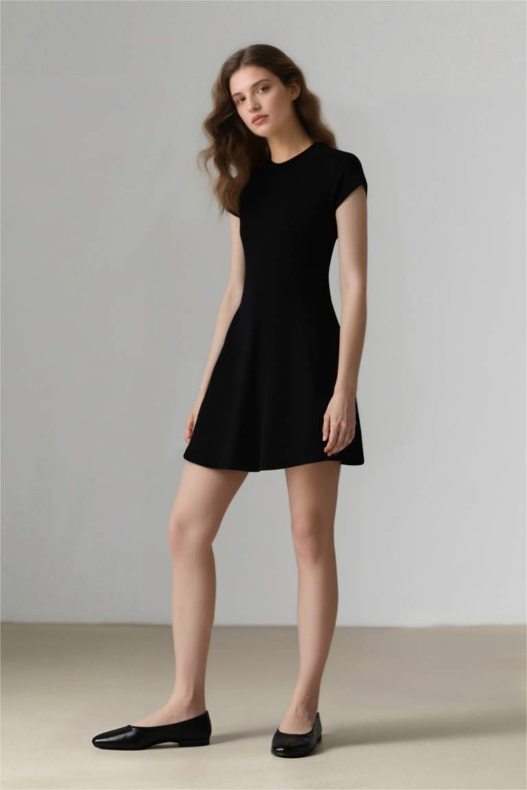 Crew Neck Camisole Raglan Sleeves Mini Dress