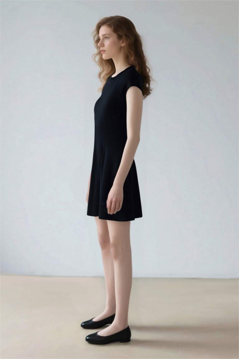 Crew Neck Camisole Raglan Sleeves Mini Dress