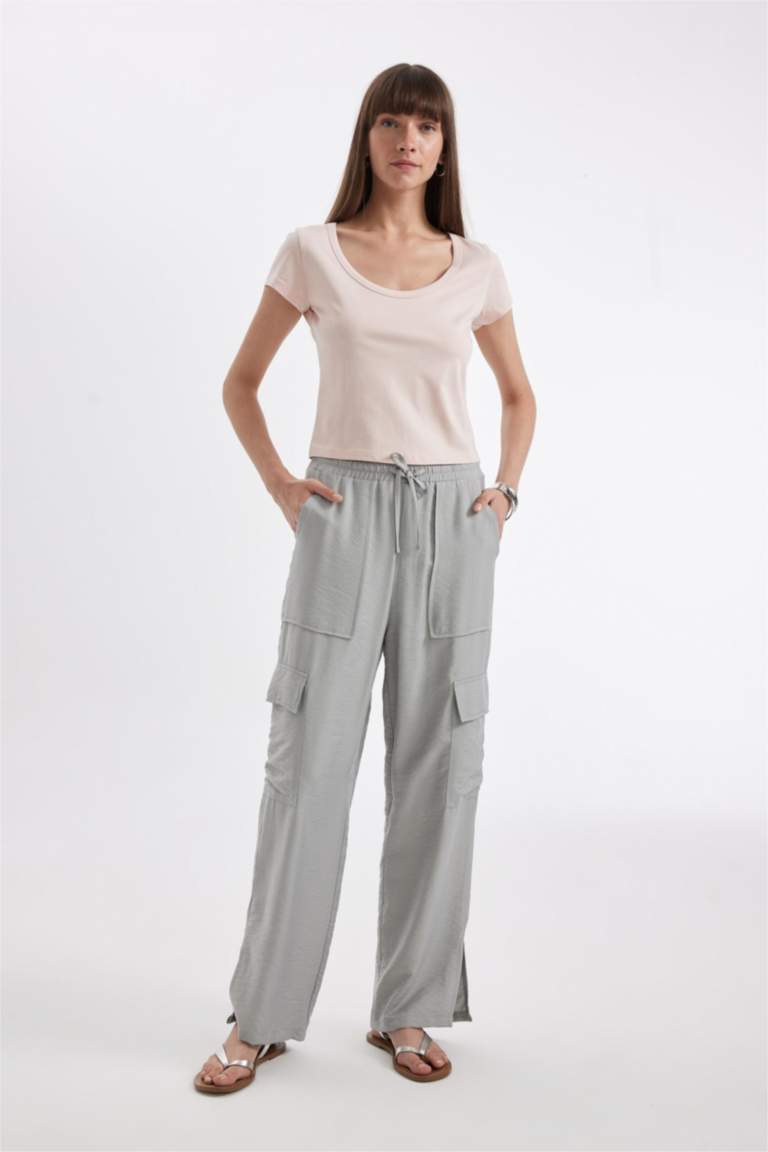 Wide Leg Pocket High Waist Long Length Trousers