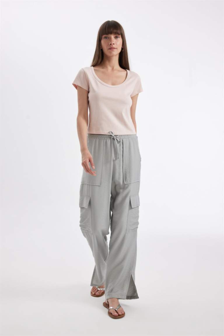 Wide Leg Pocket High Waist Long Length Trousers