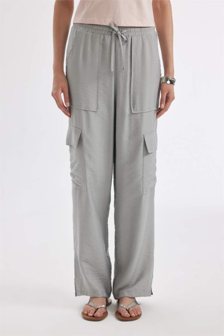 Wide Leg Pocket High Waist Long Length Trousers