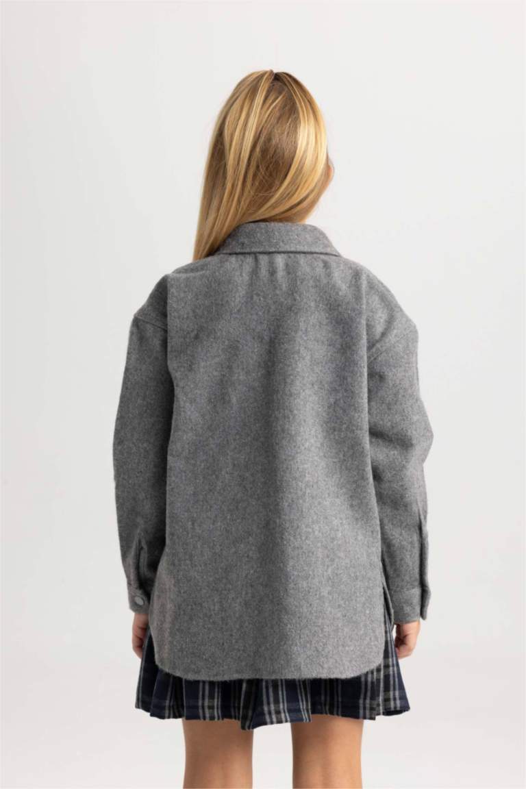 Kız Çocuk Oversize Geniş Kalıp Flanel Uzun Kollu Gömlek