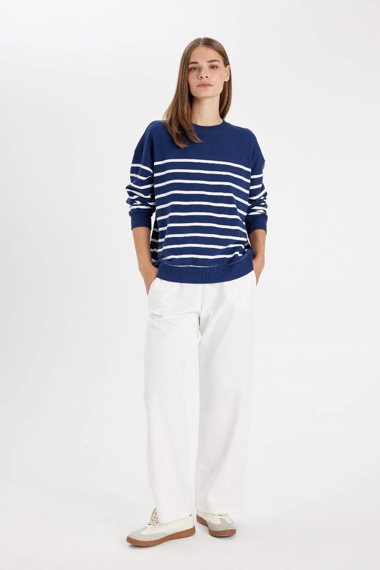 Relax Fit Striped Thin Basic Sweatshirt