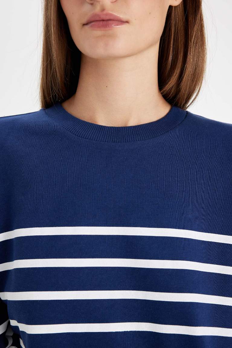 Relax Fit Striped Thin Basic Sweatshirt