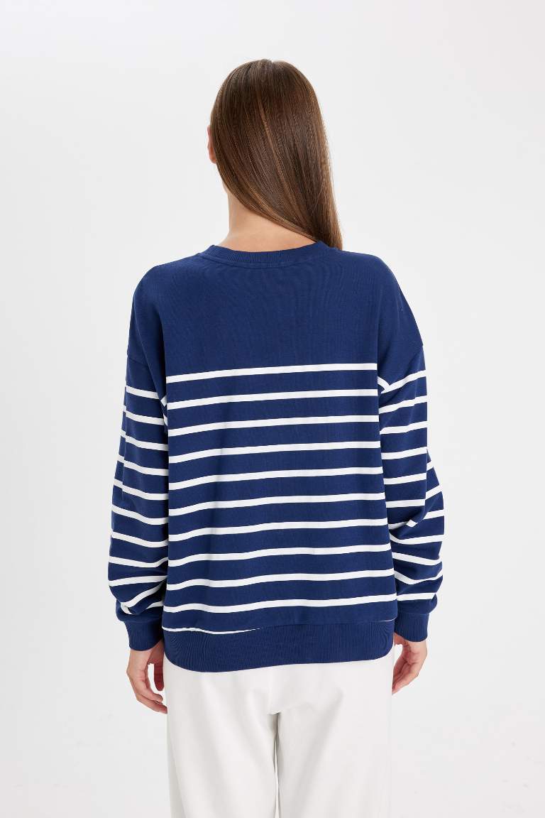 Relax Fit Striped Thin Basic Sweatshirt