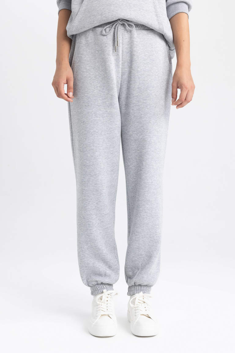 Grey WOMAN Jogger High Waist Thick Sweatshirt Fabric Trousers 2891066 ...