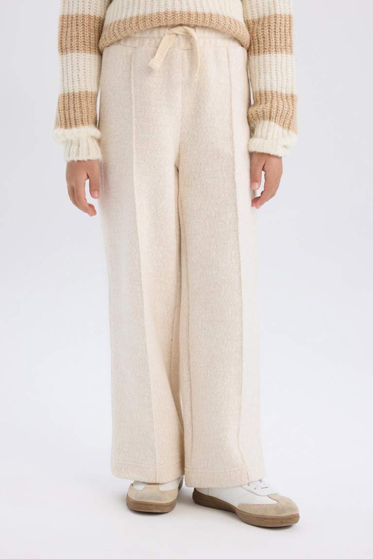 Kız Çocuk Wide Leg Geniş Bol Paça Beli Lastikli Eşofman Altı