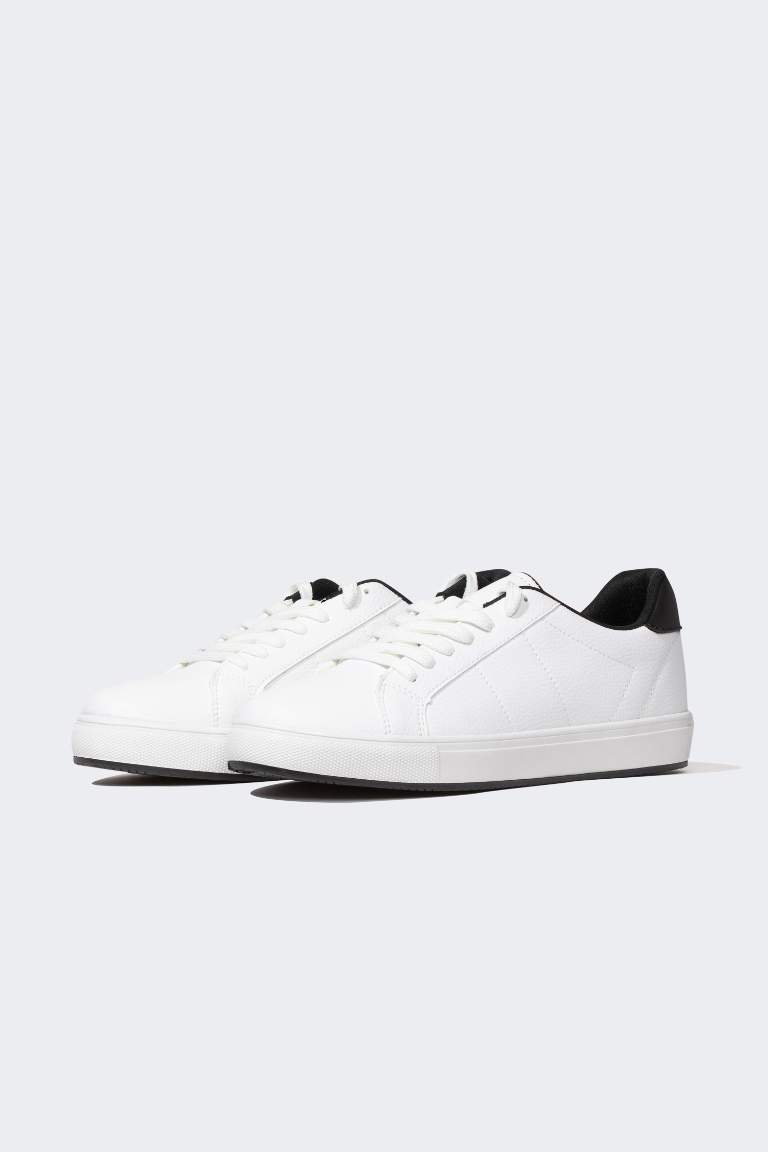 たか1191 White MAN Men Flat Sole Lace-up Faux Leather Sneaker 2848888