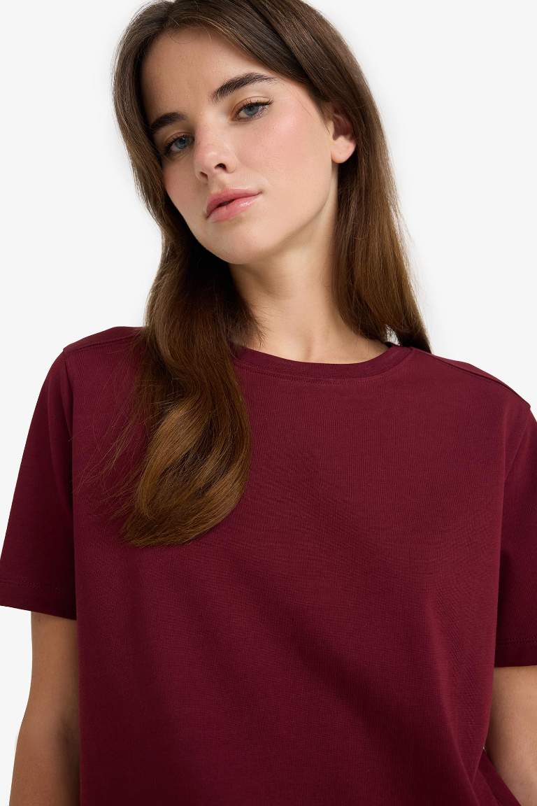 Regular Fit Bisiklet Yaka Basic Düz Premium Kısa Kollu Tişört