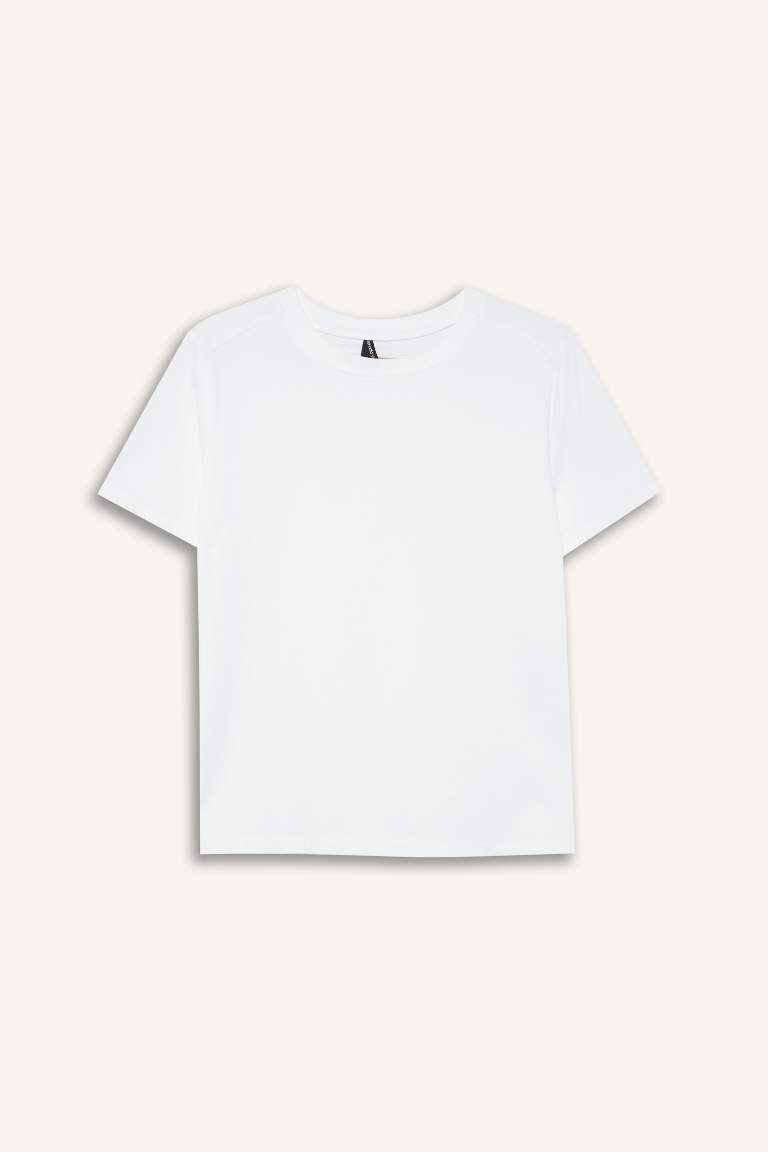 Regular Fit Bisiklet Yaka Basic Düz Premium Kısa Kollu Tişört