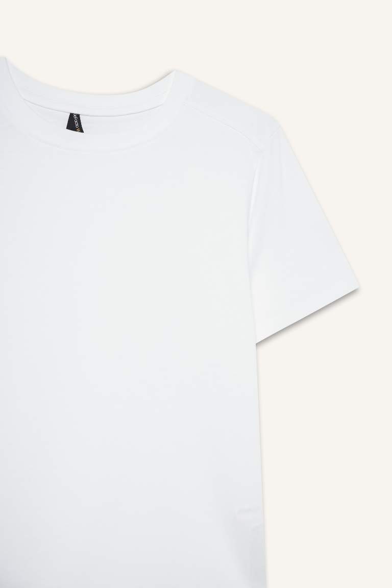 Regular Fit Bisiklet Yaka Basic Düz Premium Kısa Kollu Tişört