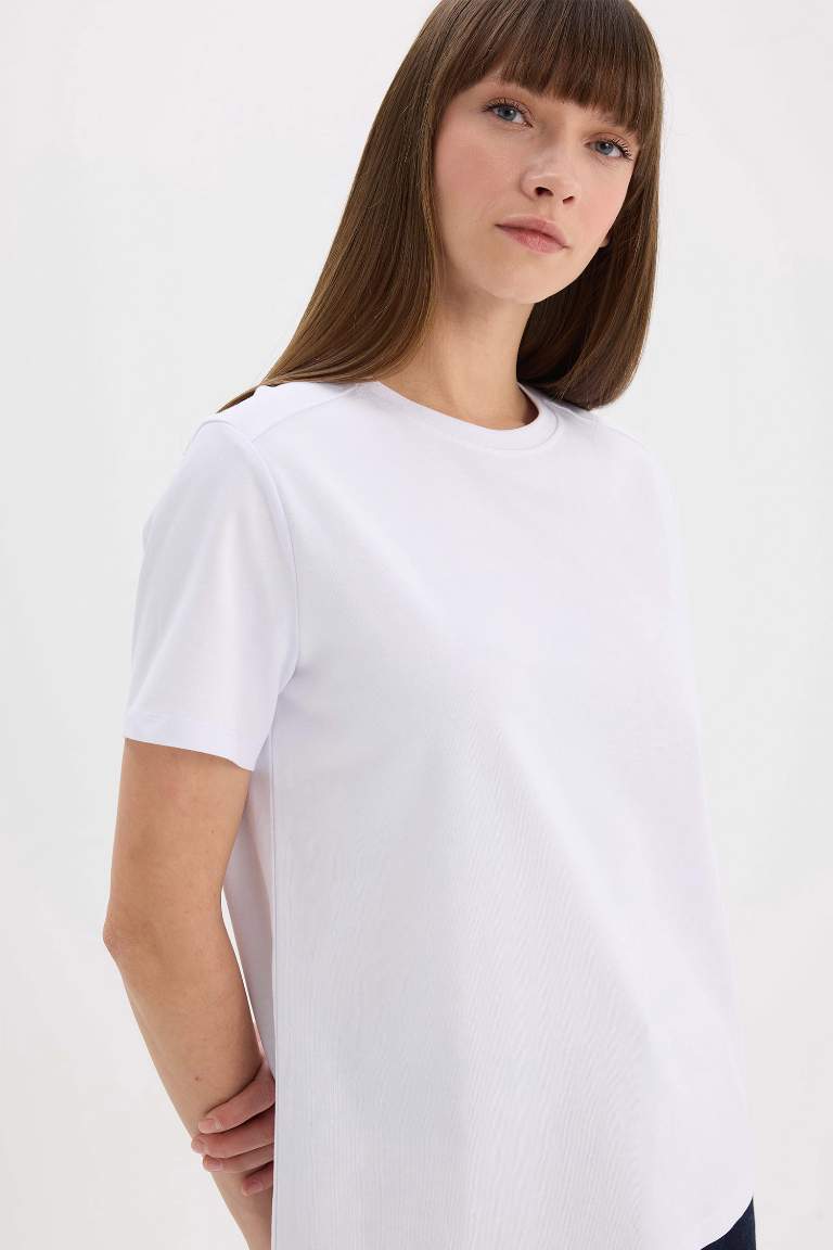 Regular Fit Crew Neck Basic White Premium T-Shirt