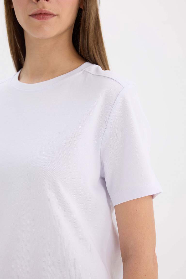 Regular Fit Crew Neck Basic White Premium T-Shirt