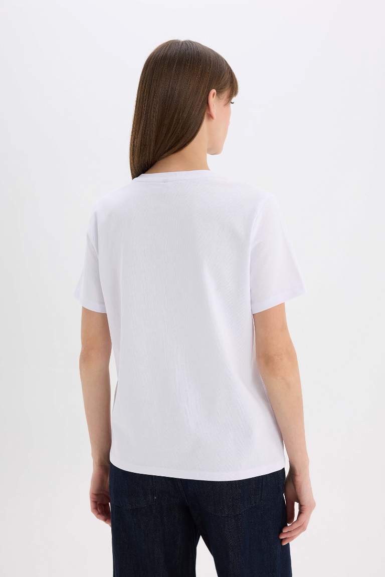 Regular Fit Crew Neck Basic White Premium T-Shirt