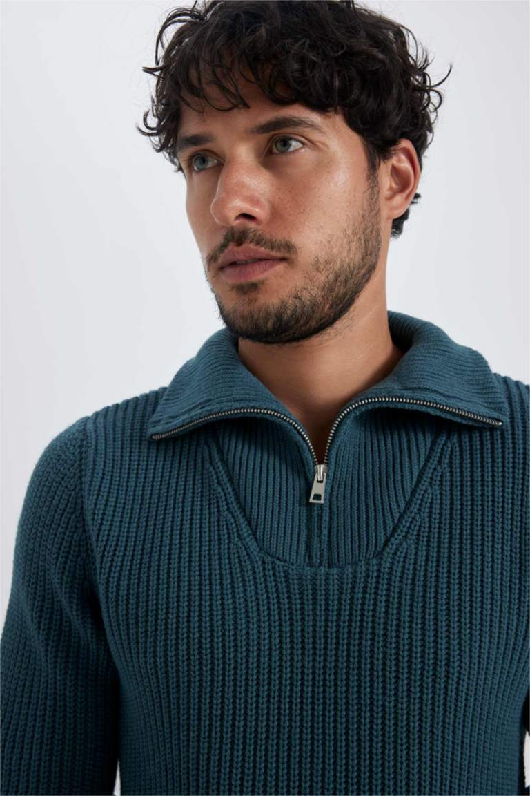 Green MEN Standard Fit Dog Collar Pullover 2891008 DeFacto