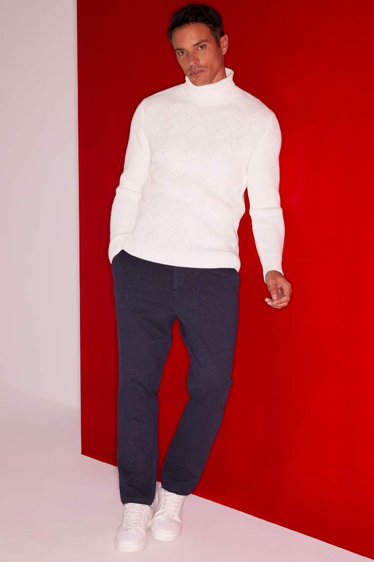 White Standard Fit Basic Knitwear Pullover