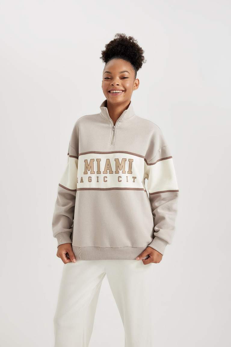 Sweatshirt Oversize Avec Demi-Zip De Defactofit