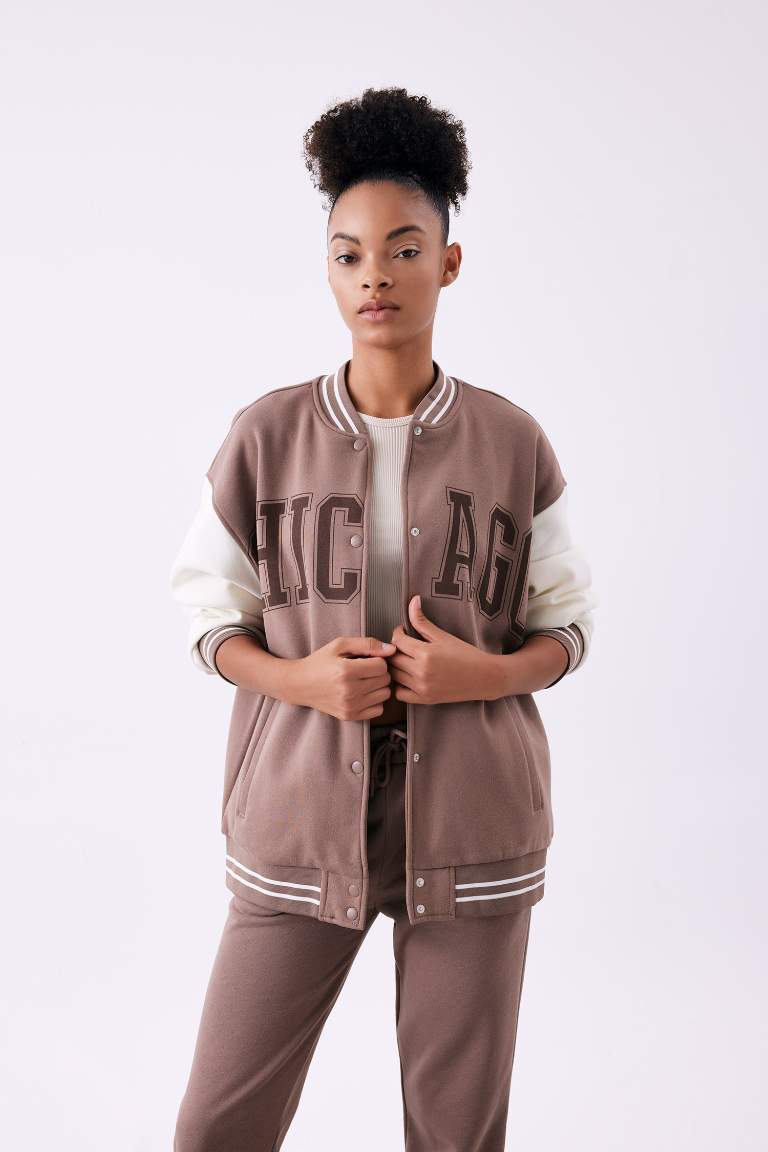 DeFactoFit College Collar Oversize Fit Thick Bomber Jacket