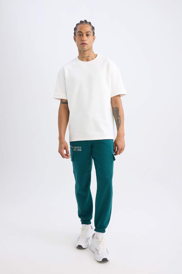 DeFactoFit Jogger Eşofman Altı NBA Boston Celtics Standart Fit Kargo Cepli Beli Paçası Lastikli