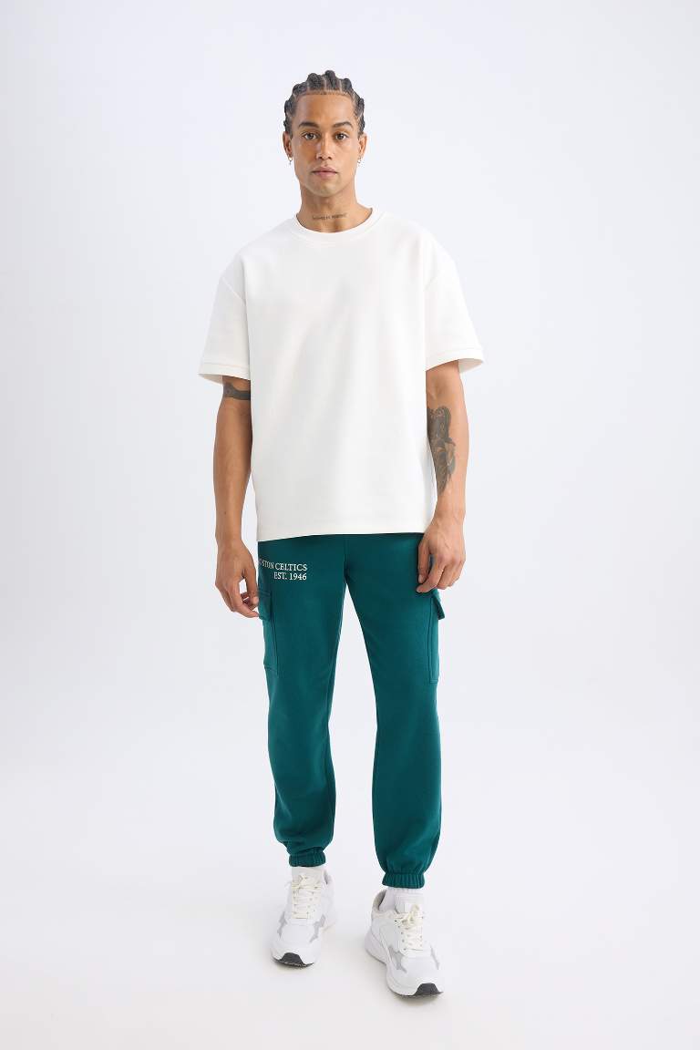 DeFactoFit Jogger Eşofman Altı NBA Boston Celtics Standart Fit Kargo Cepli Beli Paçası Lastikli