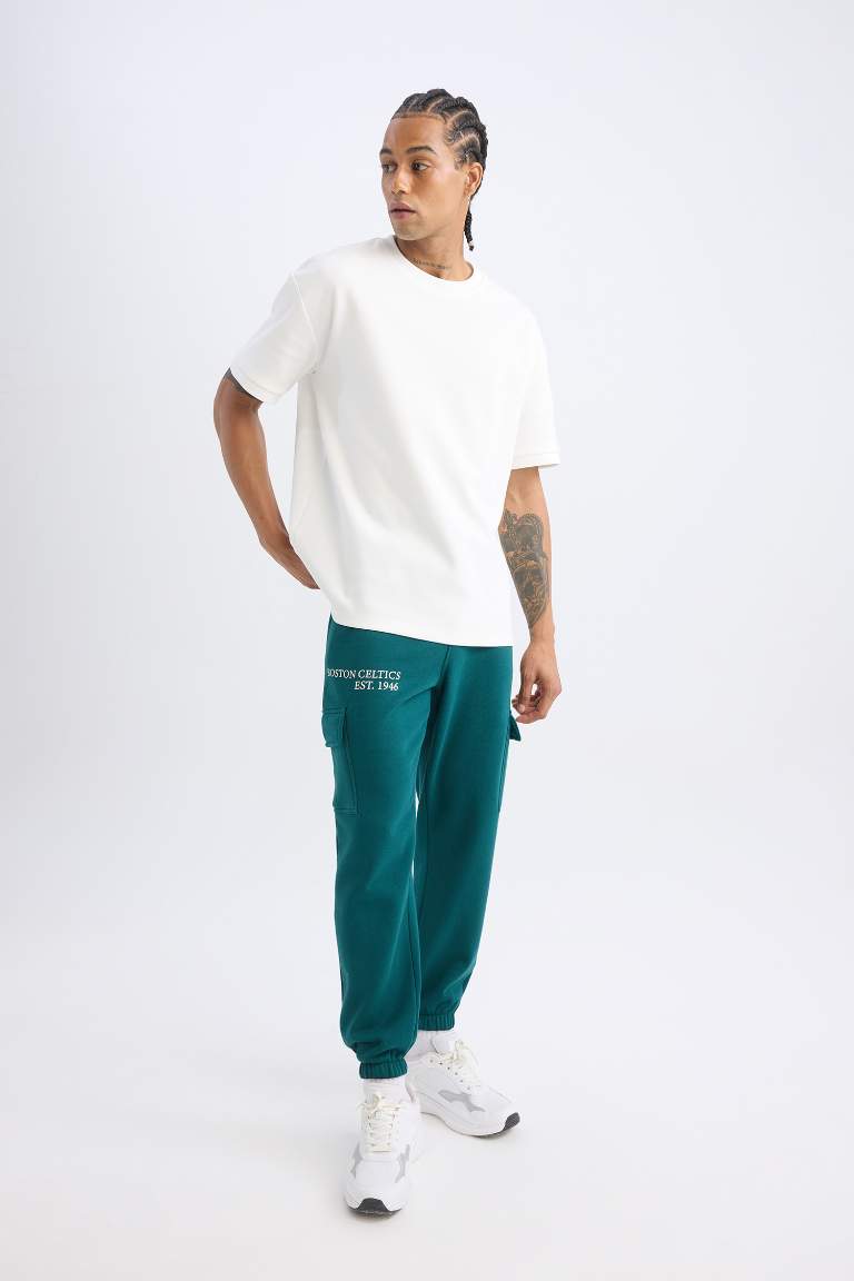 DeFactoFit Jogger Eşofman Altı NBA Boston Celtics Standart Fit Kargo Cepli Beli Paçası Lastikli