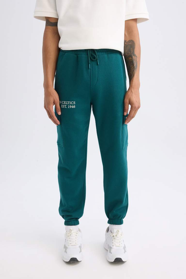 DeFactoFit Jogger Eşofman Altı NBA Boston Celtics Standart Fit Kargo Cepli Beli Paçası Lastikli
