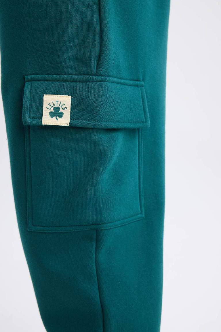 DeFactoFit Jogger Eşofman Altı NBA Boston Celtics Standart Fit Kargo Cepli Beli Paçası Lastikli