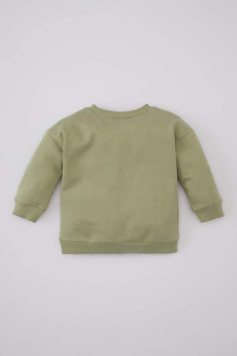 Sweatshirt Fin à Col Rond Et Motif Animalier Doux à L'Intérieur Pour Bébé Garçon