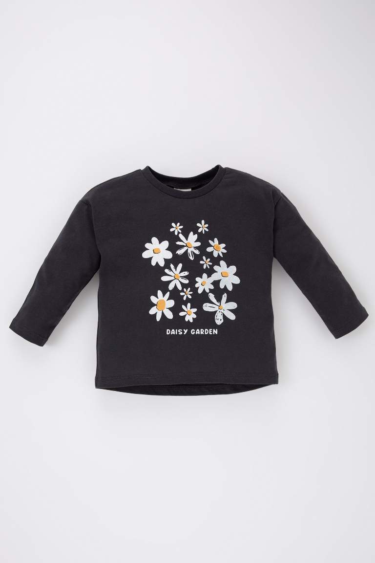 Girl Baby Crew Neck Floral Long Sleeve T-Shirt