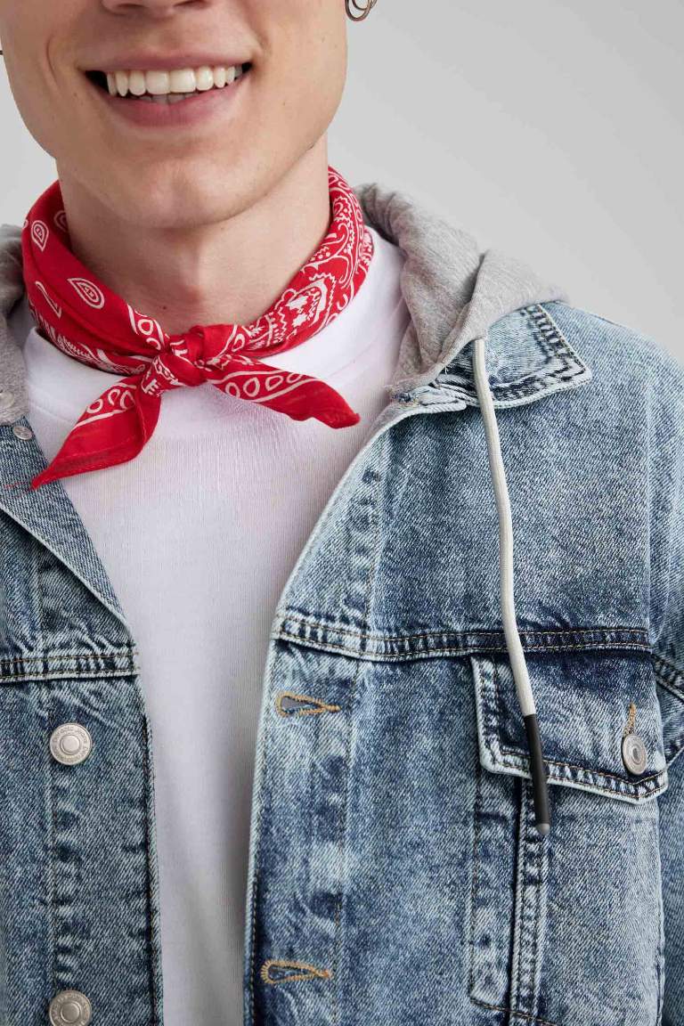 Oversize Geniş Kalıp Kapüşonlu Jean Ceket