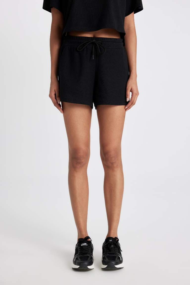 DeFactoFit Standard Fit Straight Leg Ribbed Shorts