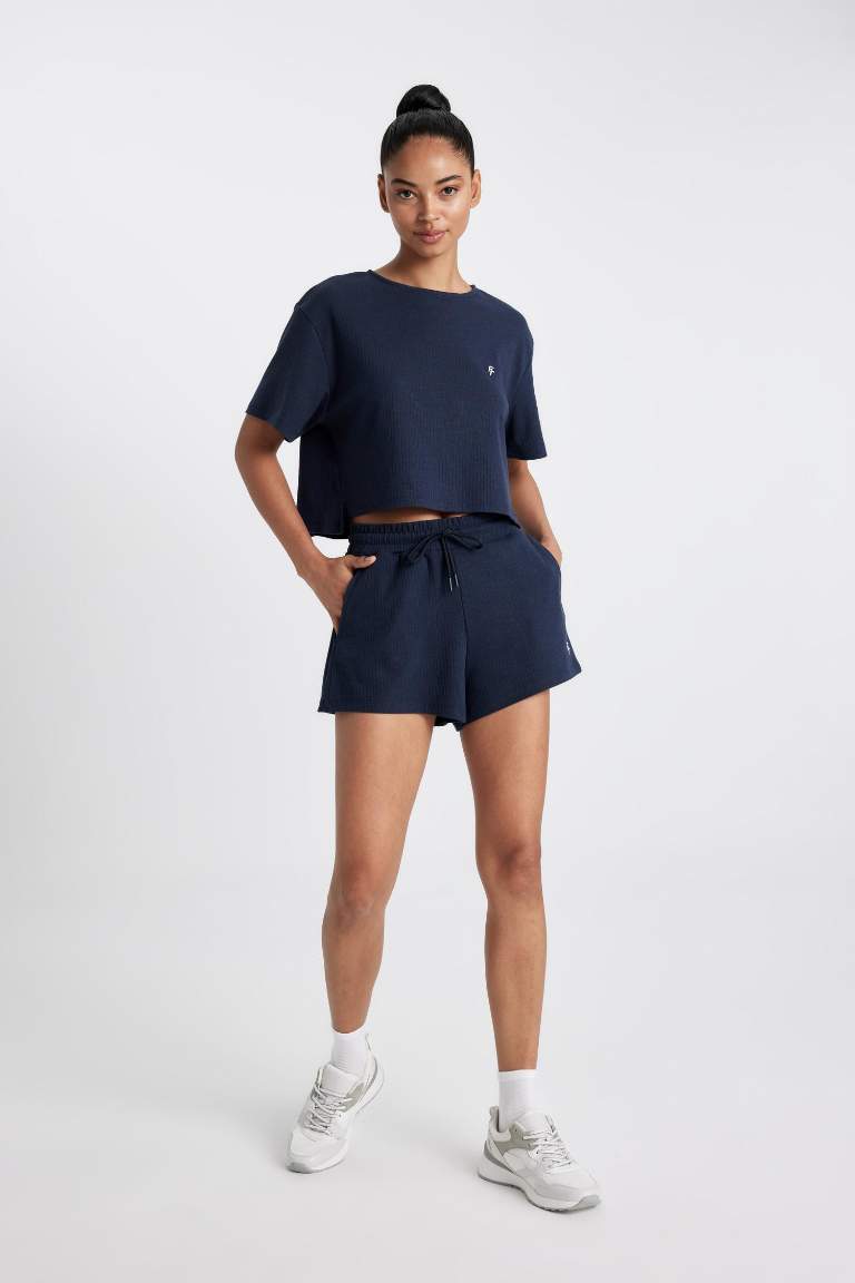 DeFactoFit Standard Fit Straight Leg Ribbed Shorts