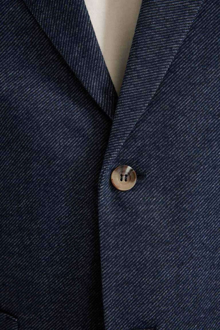 Regular Fit Ceket Yaka Astarlı Düğme Kapamalı Cepli Blazer Ceket